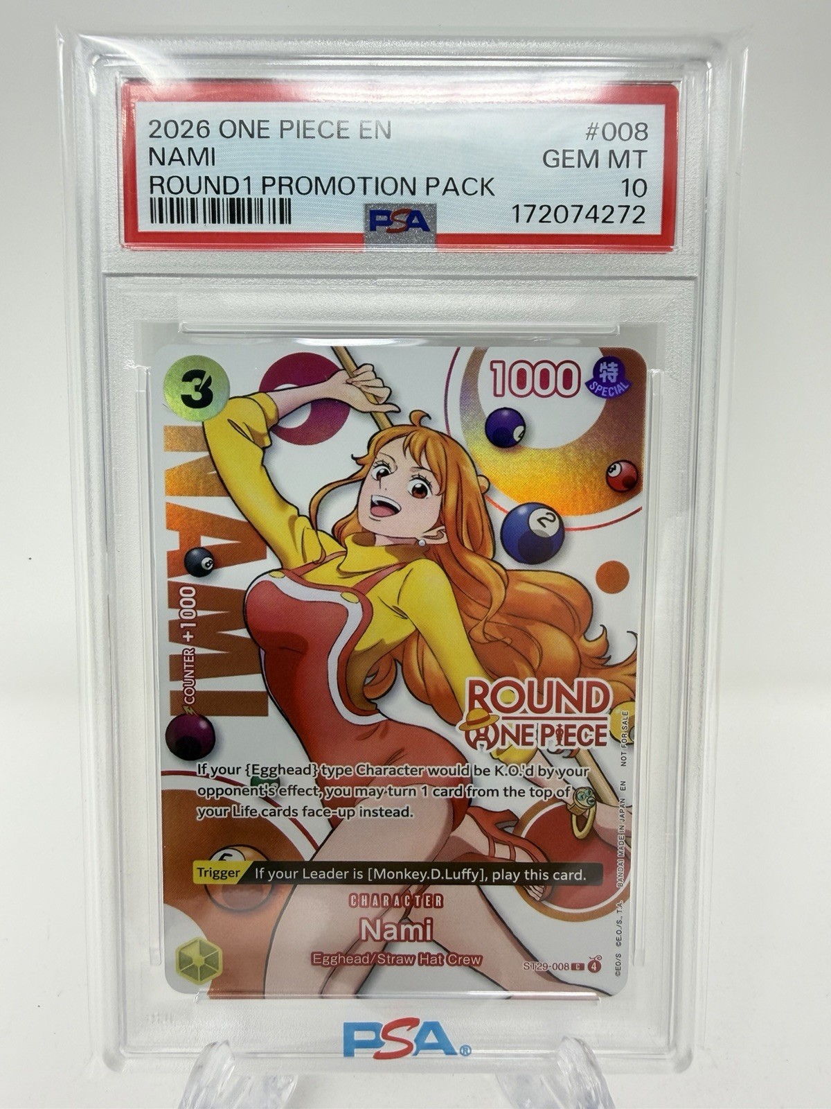 2026 One Piece ROUND1 Promotion Pack #008 NAMI PSA 10