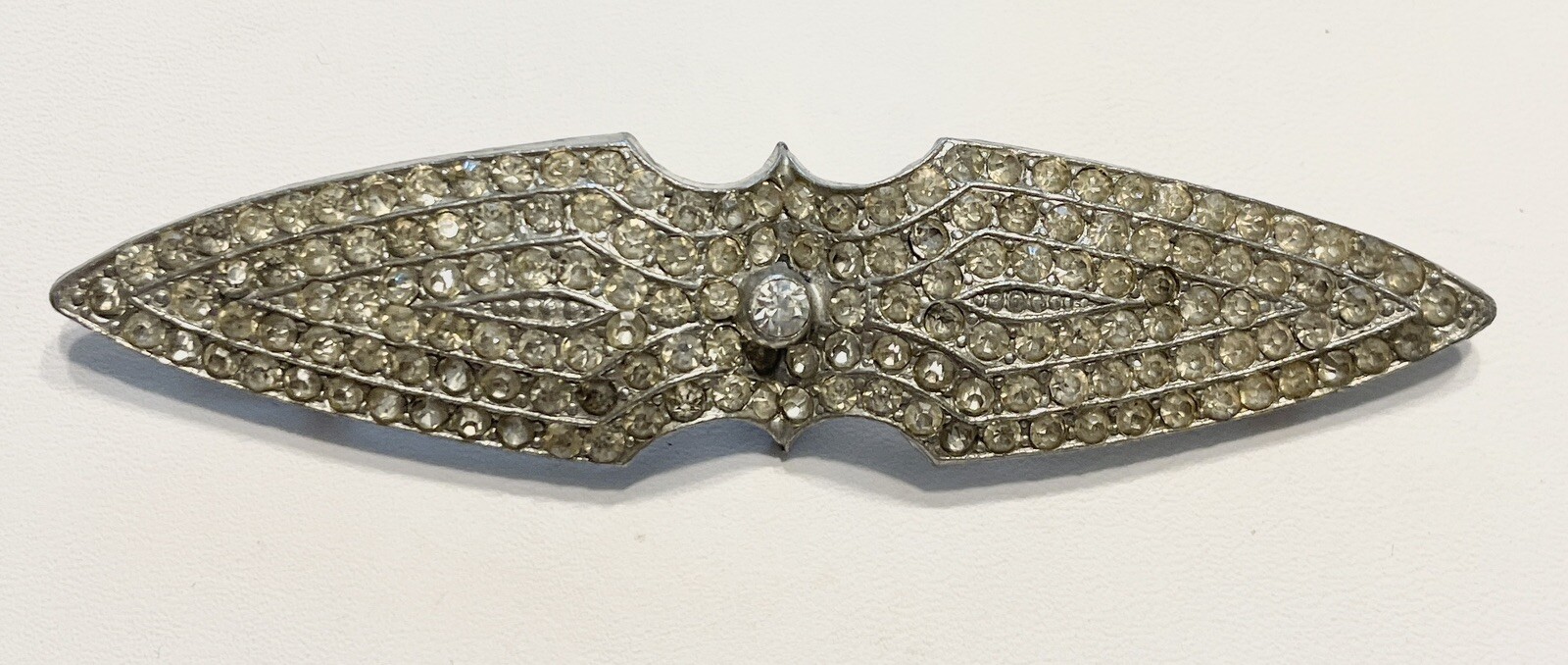 Vintage 1929-30’s Art Deco Pave Rhinestone Bar Brooch Pin-Estate