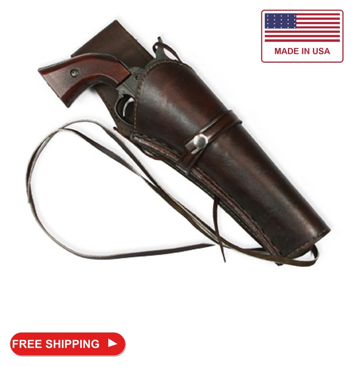 Historical Emporium Long Right Hand Western Holster Plain Leather, Wild West Sin