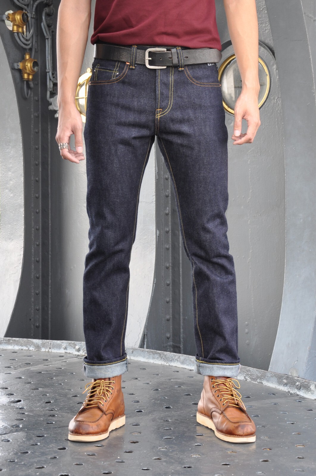 Simple&Raw Heavy Marine 18oz. Selvedge Denim Men's Jeans Slim Straight Fit