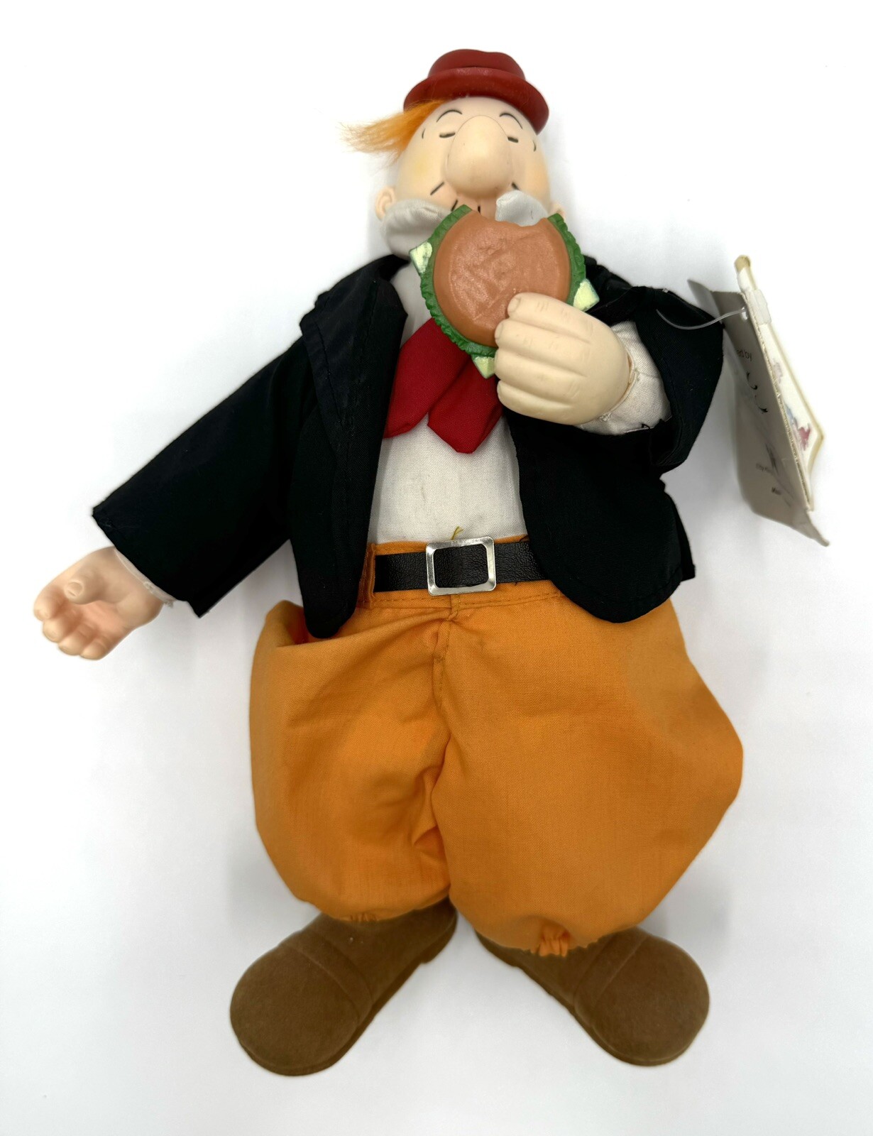 Popeye Presents WIMPY with Hamburger Vintage Plush Doll Toy with Tag 1985