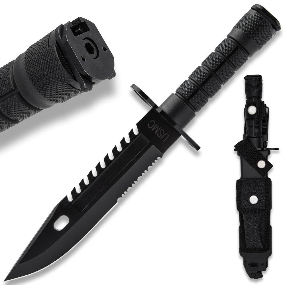 USMC M-9 Fixed Blade Knife and Sheath | Officially Licensed | Sawback Spine USMC M-9 Fixed Blade Knife and Sheath | Officially Licensed | Sawback Spine