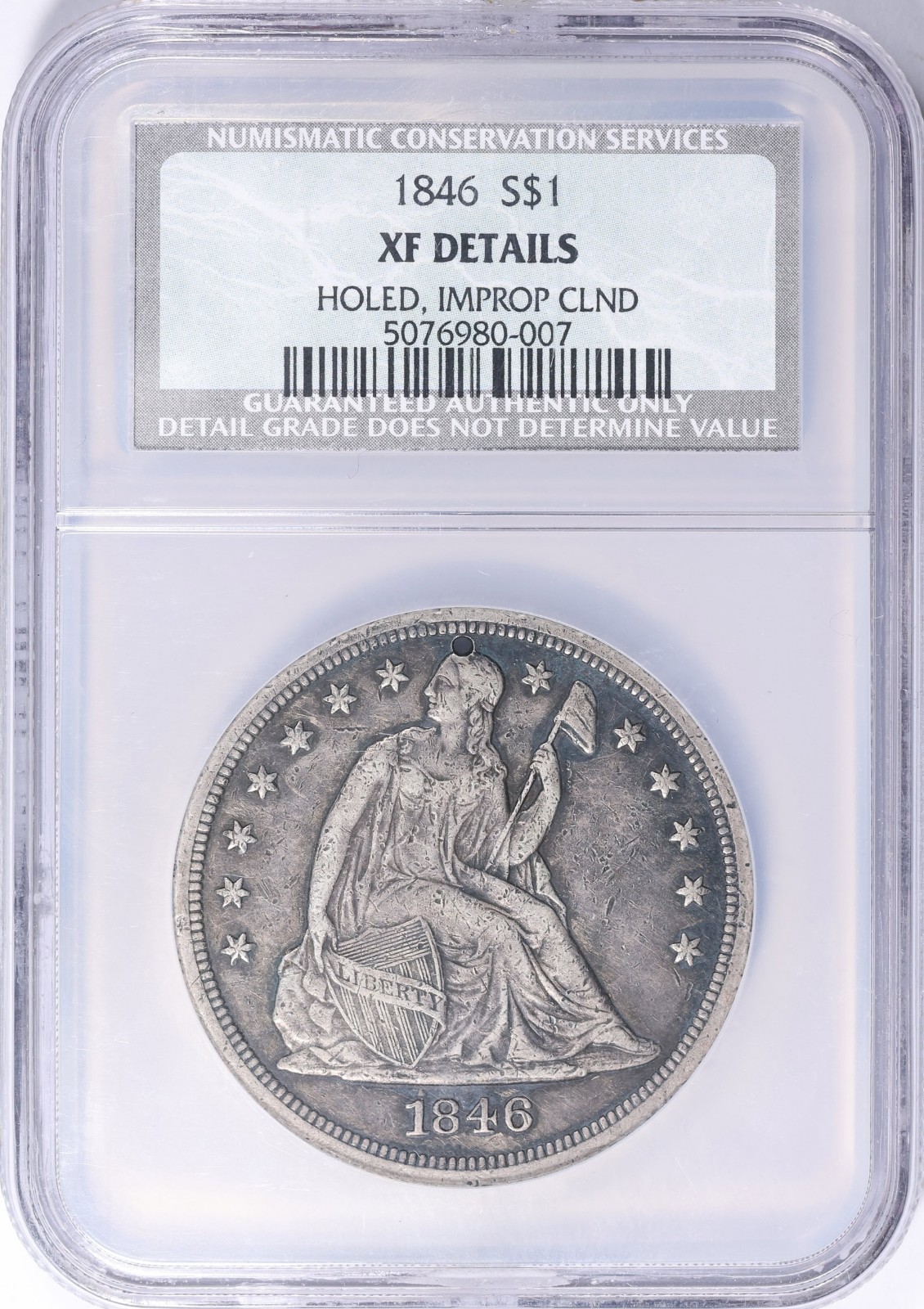 1846 Seated Liberty Silver Dollar NGC NCS XF Detail Wholesome Sharp Nice Holder