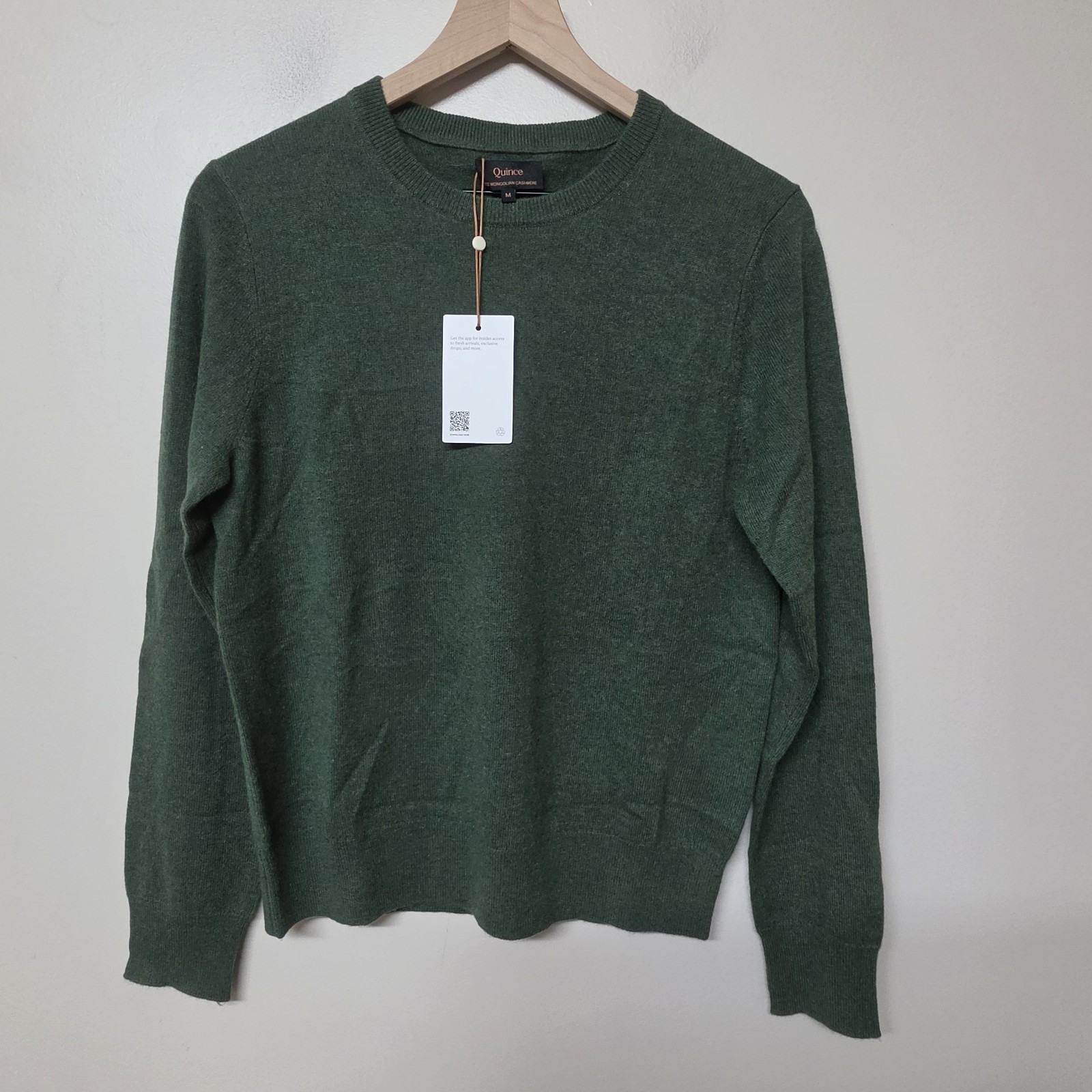 Quince Womens Mongolian Cashmere Crewneck Sweater Forest Floor Green Sz M NWT Quince Womens Mongolian Cashmere Crewneck Sweater Forest Floor Green Sz M NWT