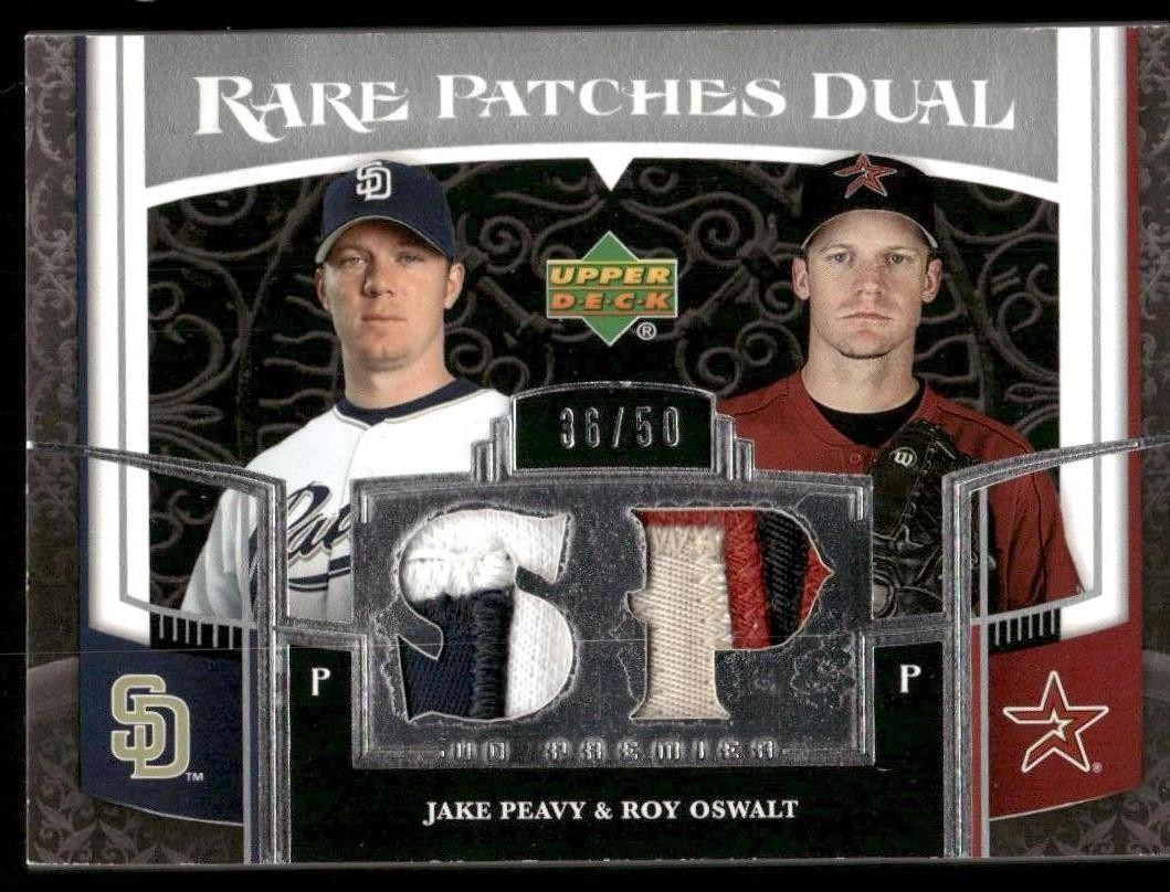 2007 Upper Deck #RP2-PO Jake Peavy / Roy Oswalt Rare Patches Dual SN #/50