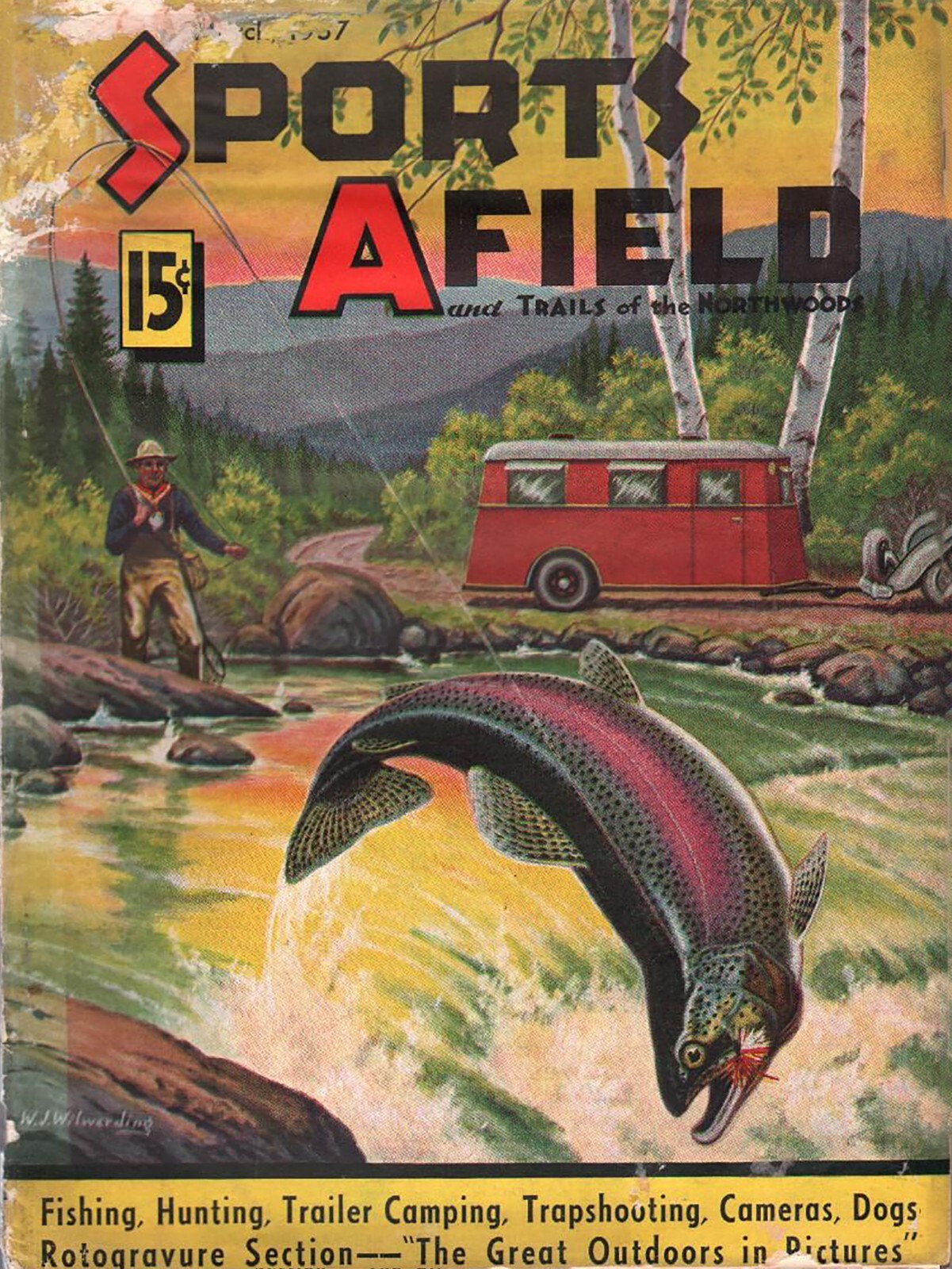 Vintage 1937 Sports Afield Magazine Cover  Metal Sign 