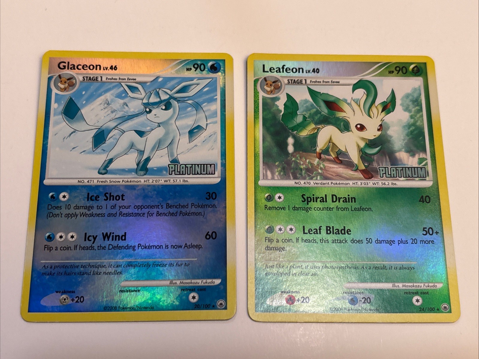 2008 Pokemon Leafeon 24/100 And Glaceon 20/100 Promo Near Mint Set 2008 Pokemon Leafeon 24/100 And Glaceon 20/100 Promo Near Mint Set
