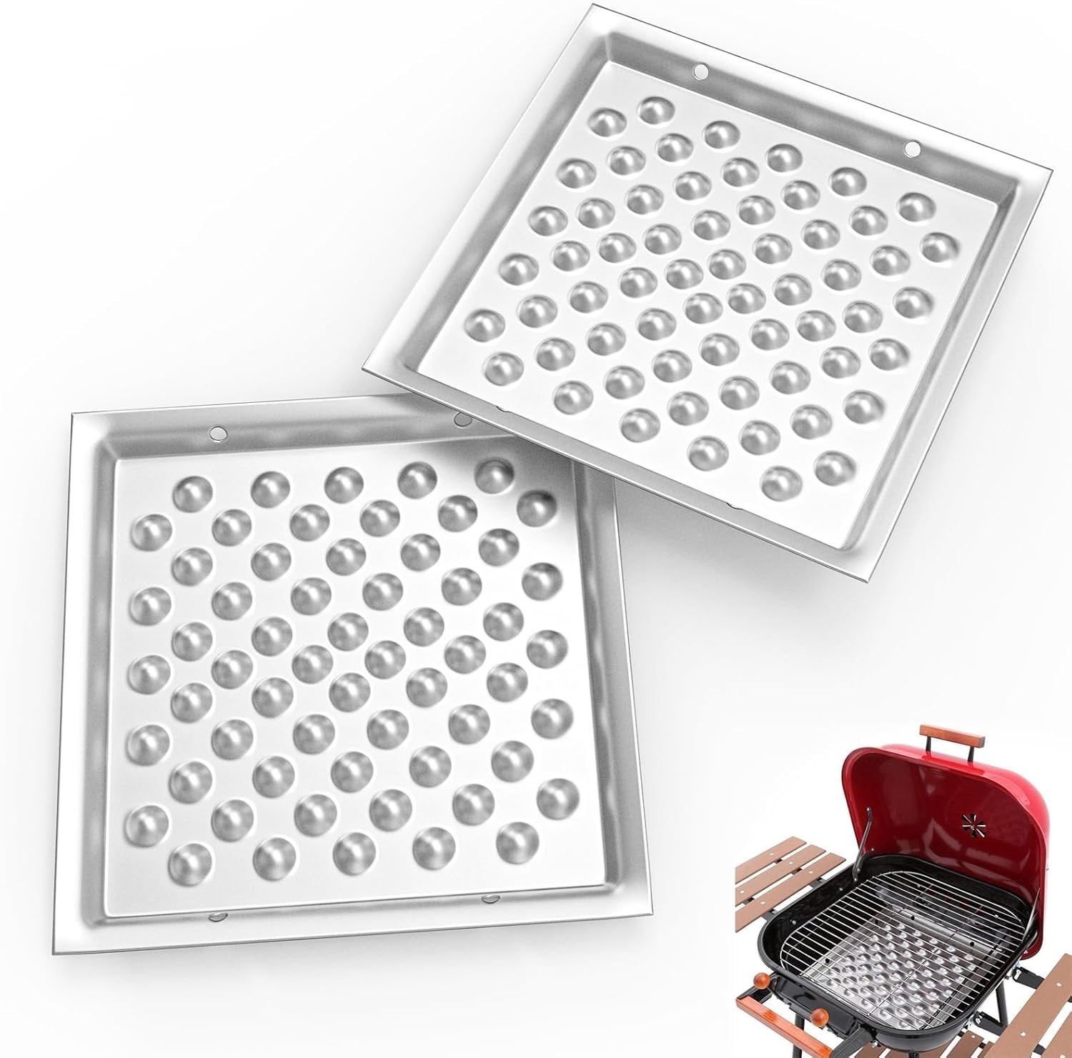 2 Pack Carbon Steel Ash Pan for Americana Charcoal Grill Replacement Parts