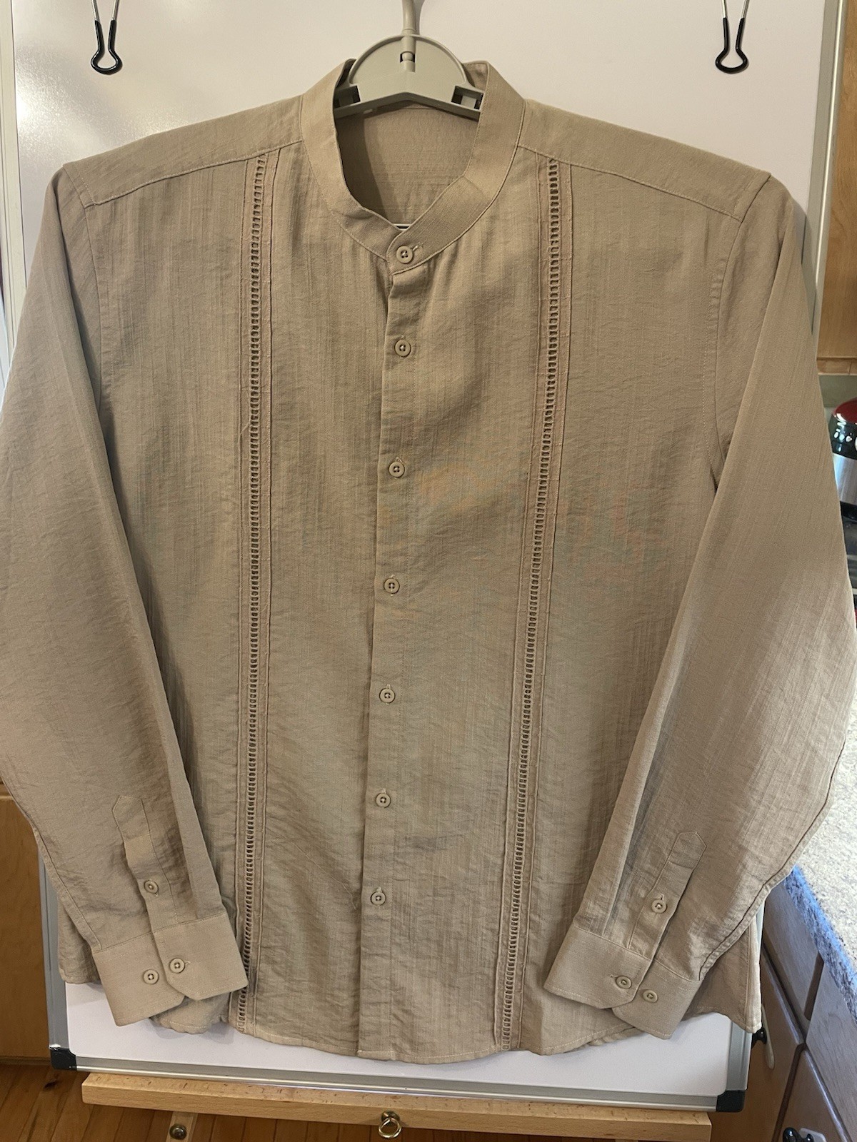 Coofandy Mens Stylish Tan Long Sleeve Dress Shirt Size Large