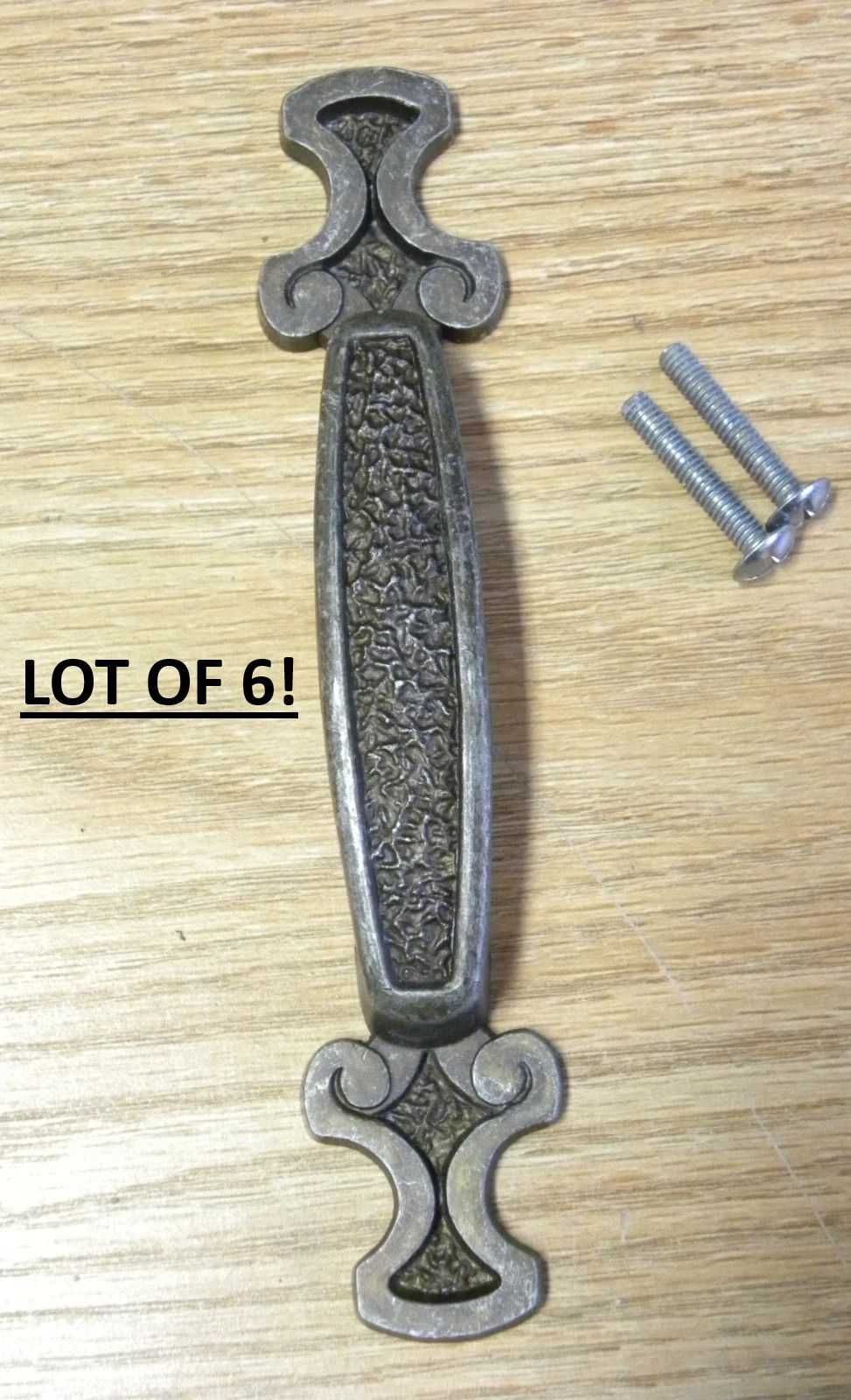 6 PCS - Vintage Ajax #837 Mediterranean Drawer Cabinet Pull Antique Pewter 6\