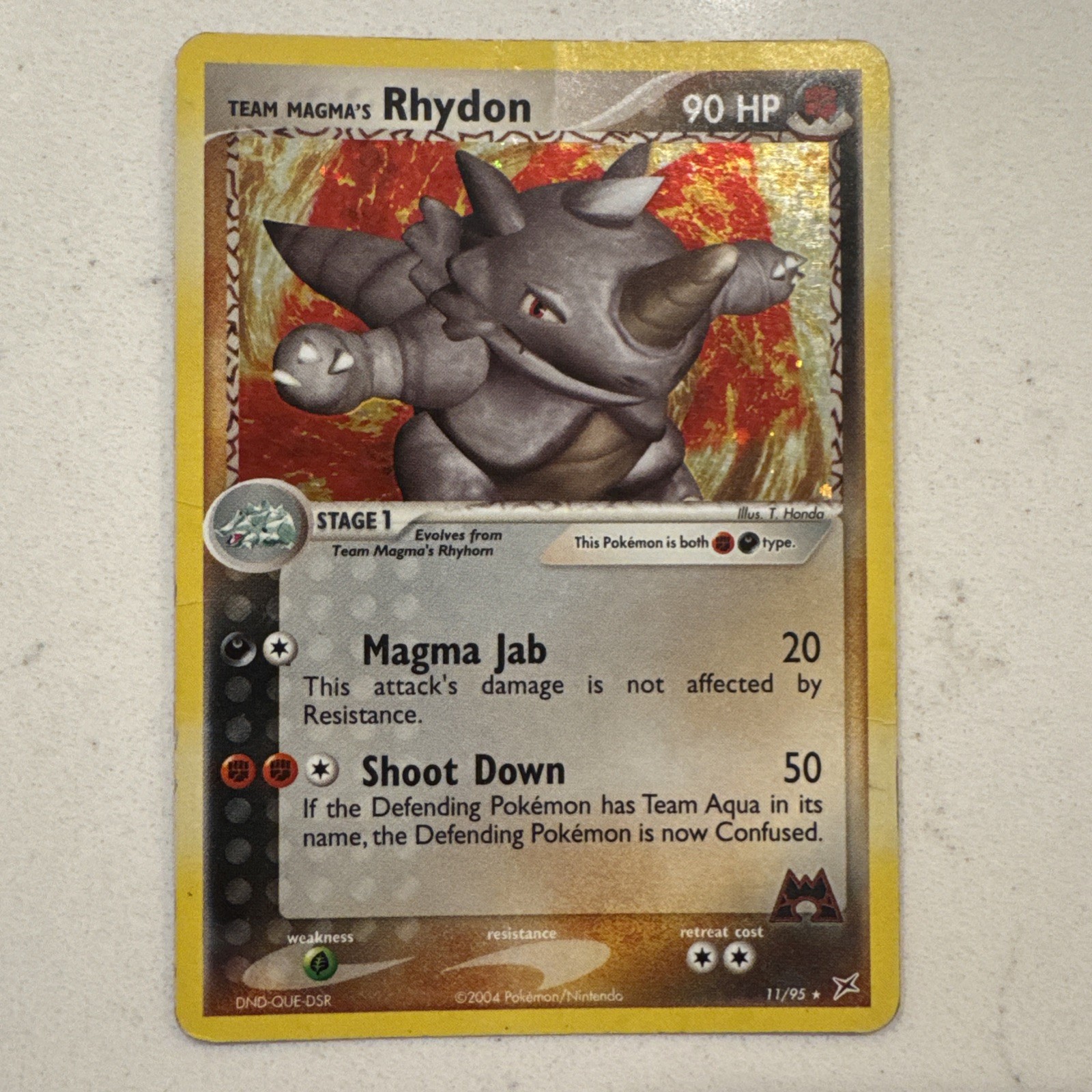 Pokemon Team Magma\'s Rhydon 11/95 EX Team Magma vs Team Aqua 2004 Holo Rare - MP Pokemon Team Magma\'s Rhydon 11/95 EX Team Magma vs Team Aqua 2004 Holo Rare - MP