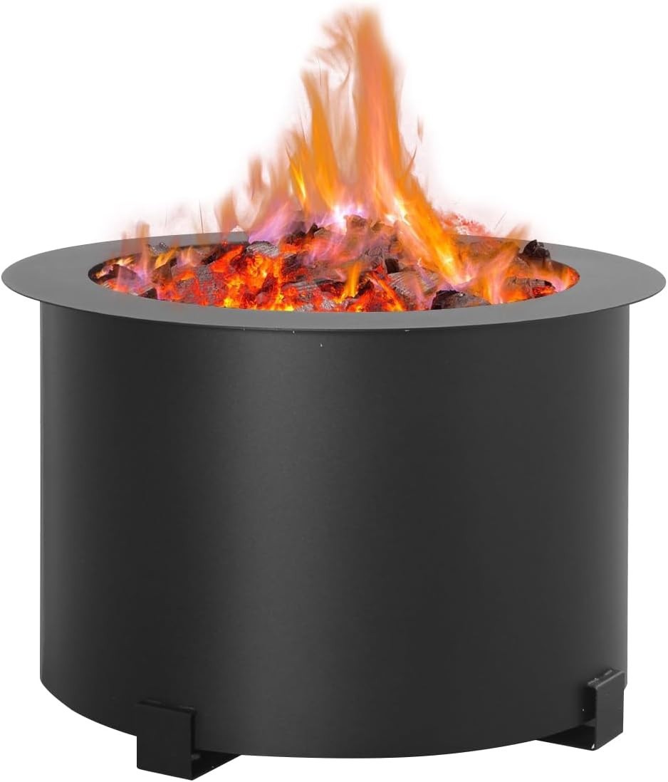 Smokeless Fire Pits Outdoor 21.5 Inch Carbon Steel Stove Bonfire Wood Burning 