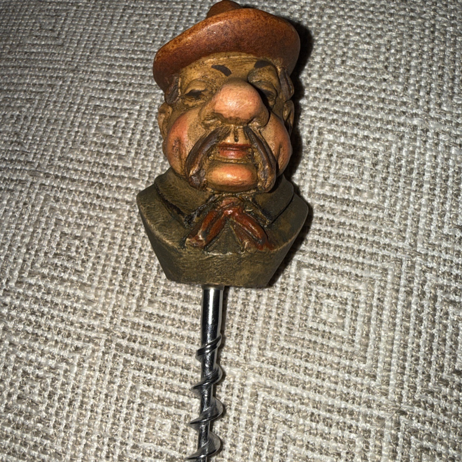 Black Forest/Anri Hand Carved Man’s Head Wine European Vintage MCM Folk Art 3D Black Forest/Anri Hand Carved Man’s Head Wine European Vintage MCM Folk Art 3D