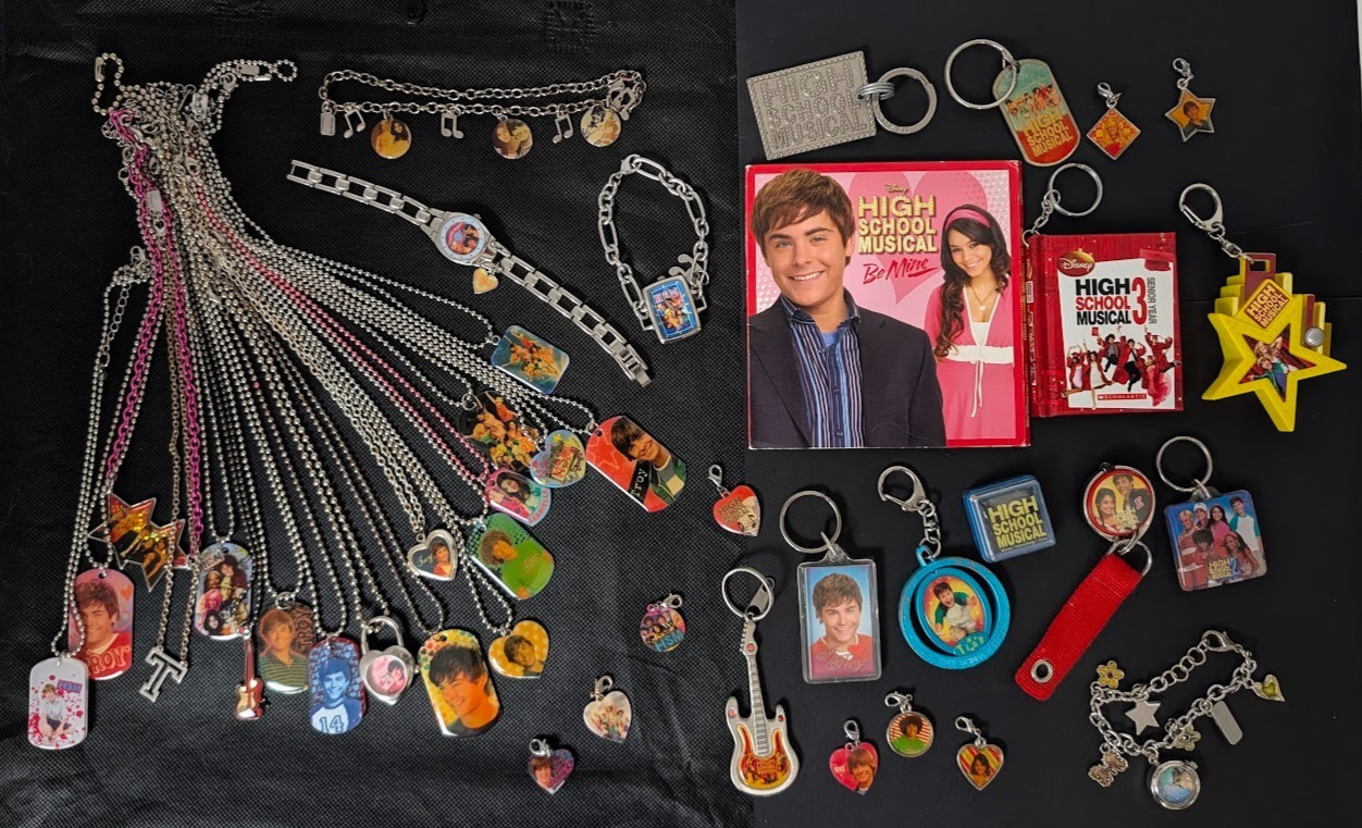 Disney High School Musical HSM Jewelry Lot 40+ Necklaces Watches Charms Keychain