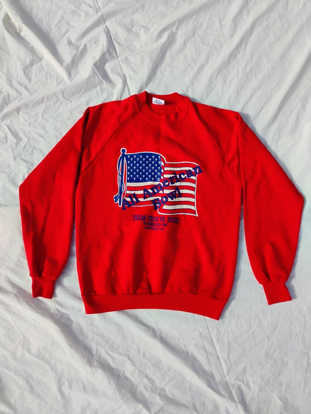 Vintage 1989 All American Bowl Sweatshirt Texas Tech Vs Duke Sunbelt Made In USA