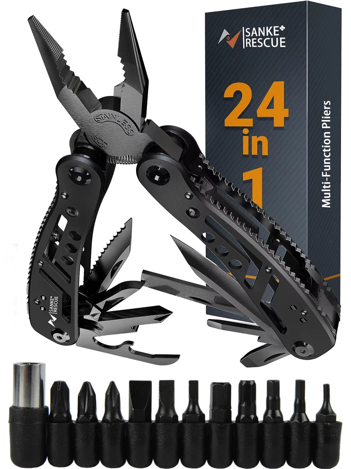 24-in-1 Professional Multitool Pliers Stainless Steel Pocket Tool with Sheath 24-in-1 Professional Multitool Pliers Stainless Steel Pocket Tool with Sheath