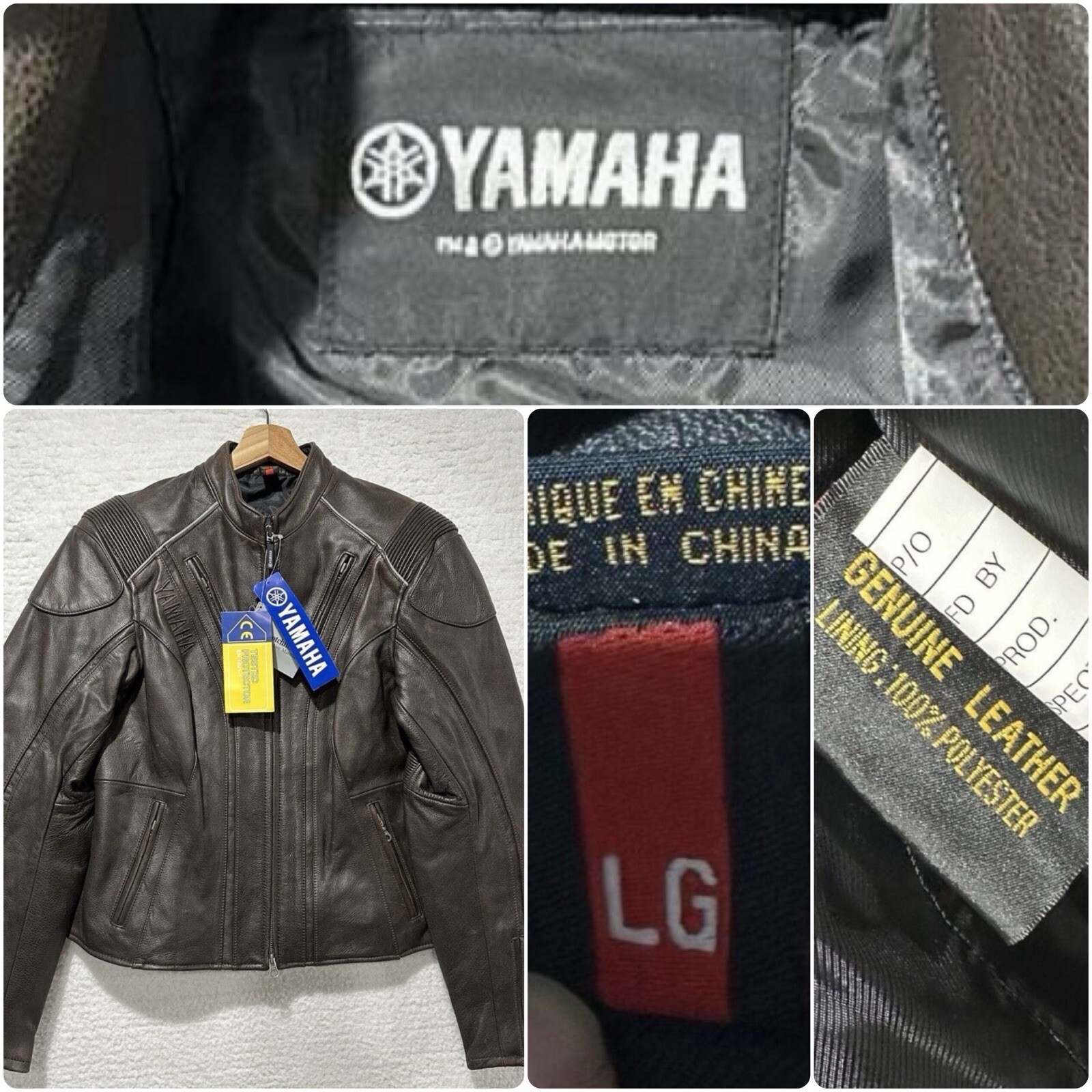 Yamaha Motorcycle VTG Mens Brown Heavy Genuine Leather Full Zip Jacket Sz LG NWT