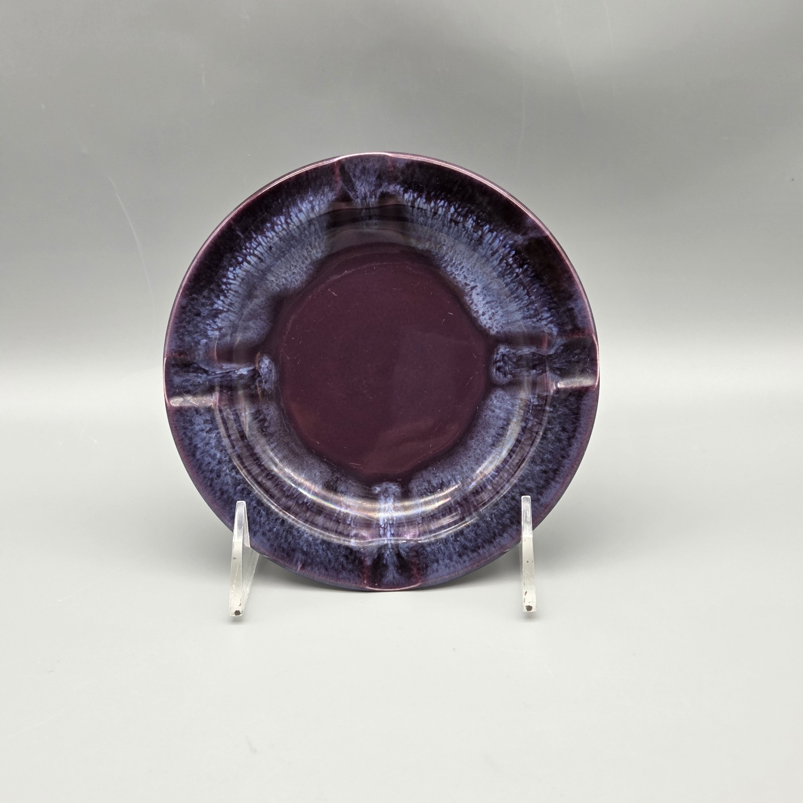 VTG Vernon Kilns Vernonware Ashtray California Heritage Purple Drip Glaze #B