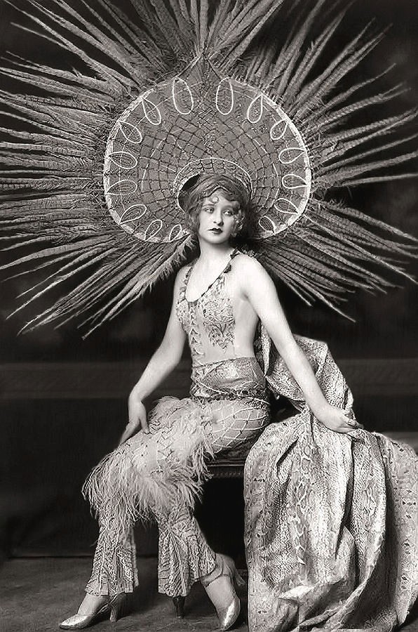 Art Deco Showgirl with Radiant Headdress Vintage Glamour Print 24x36
