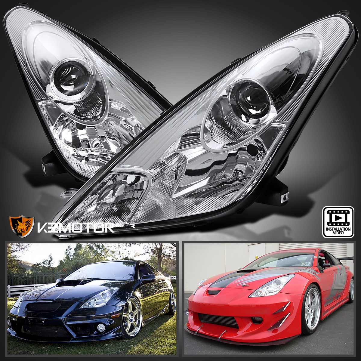 Fits 2000-2005 Toyota Celica Clear Projector Headlights Lamps Left+Right 00-05 Fits 2000-2005 Toyota Celica Clear Projector Headlights Lamps Left+Right 00-05