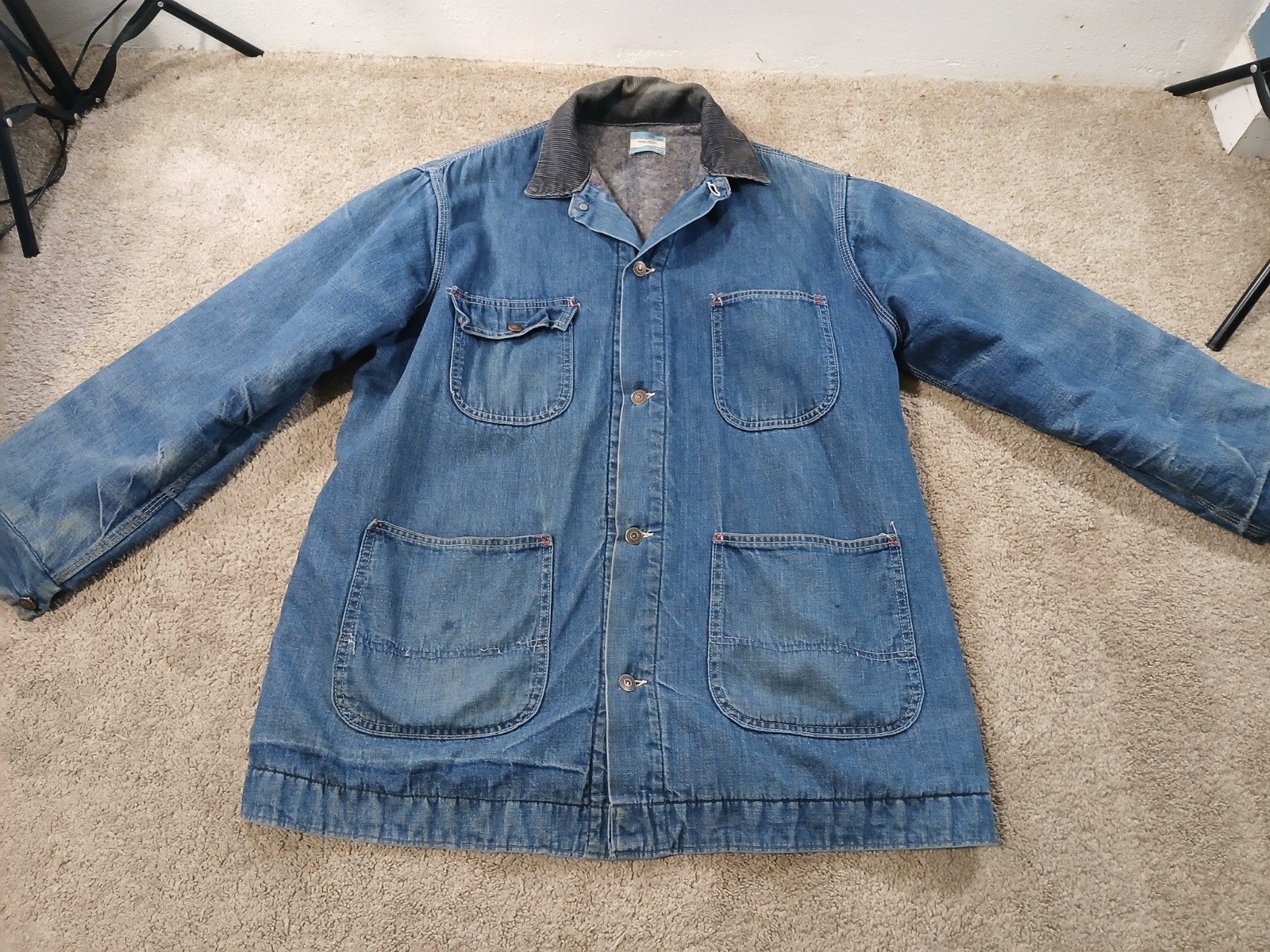 Vtg Sears Blanket Lined Work Leisure Denim Chore Jacket Coat Sz L Vtg Sears Blanket Lined Work Leisure Denim Chore Jacket Coat Sz L