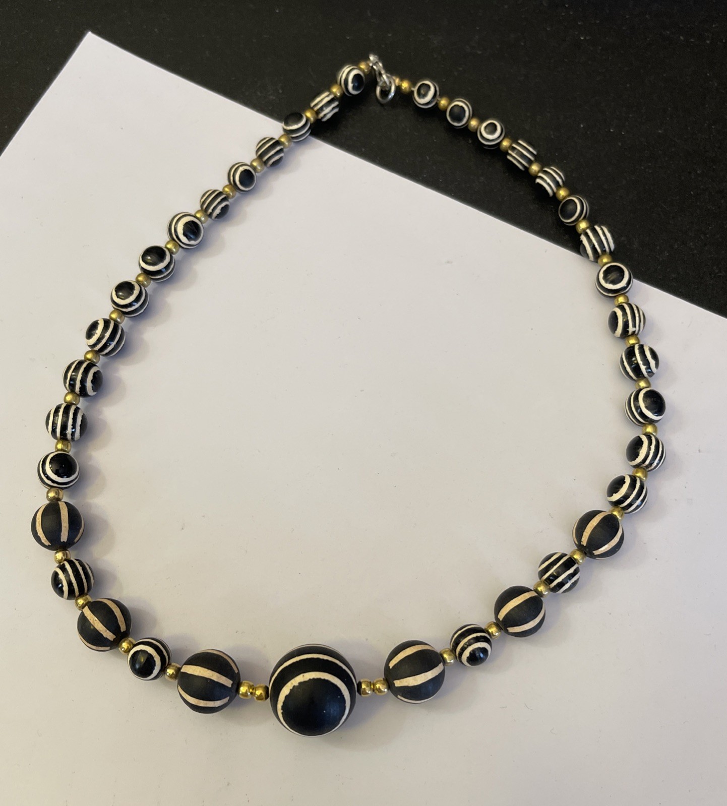 Unique Indo Tibetan Ancient Ghost Eye Motif Dzi Beads Necklace