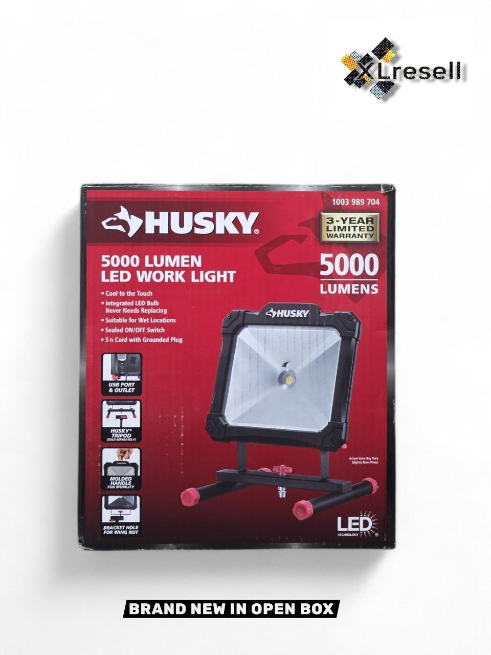 Husky 5000 Lumen LED Portable Work Light w/ USB Port & Outlet