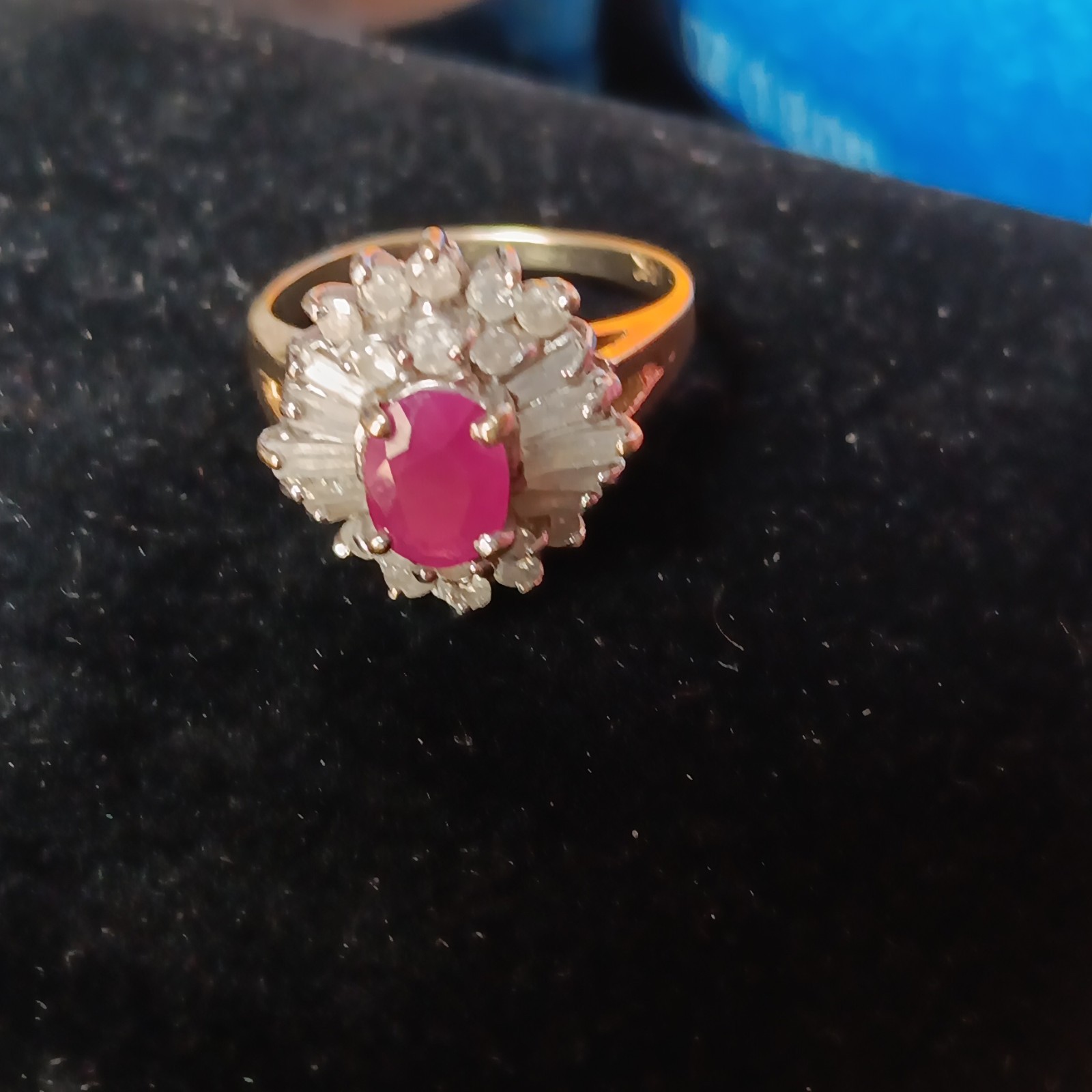 vintage 14k gold ruby and diamond ring