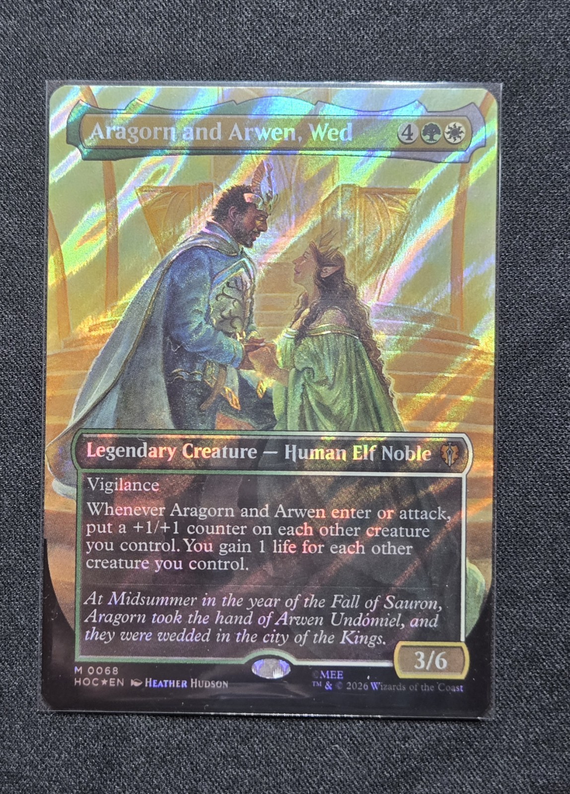Magic: The Gathering Aragorn and Arwen, Wed #68 Borderless Surge Foil Mythic MTG Magic: The Gathering Aragorn and Arwen, Wed #68 Borderless Surge Foil Mythic MTG