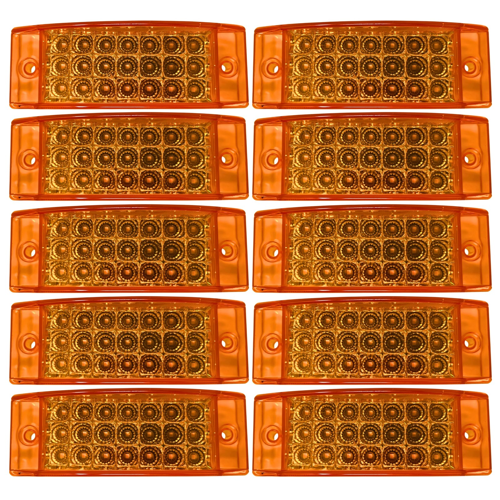 10- Amber 21 LED Side Marker Clearance Light  Rectangle 12V Truck Trailer Camper