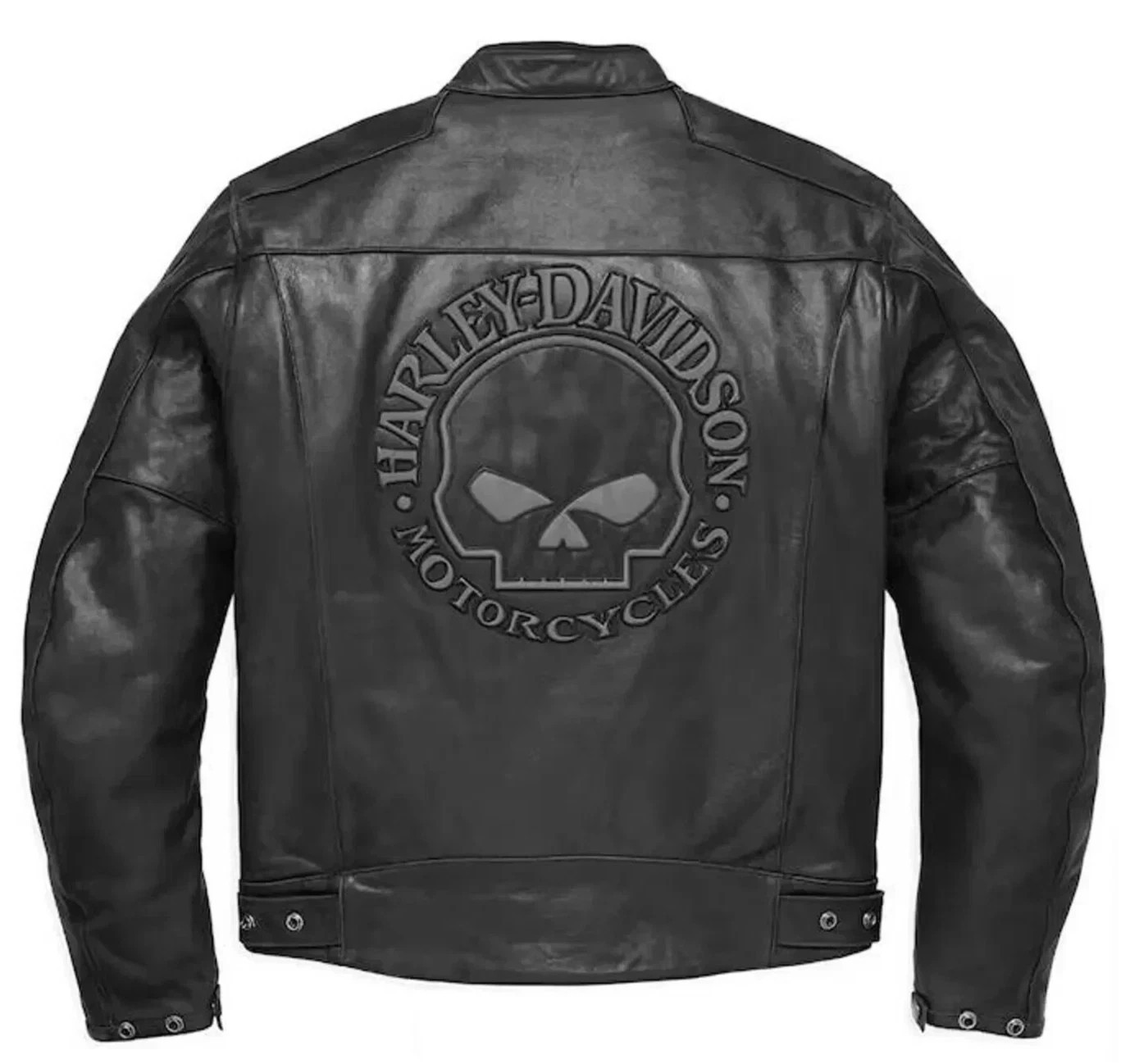 Men\'s Harley Davidson Reflective Skull Motorcycle Genuine Cowhide Leather Jacket