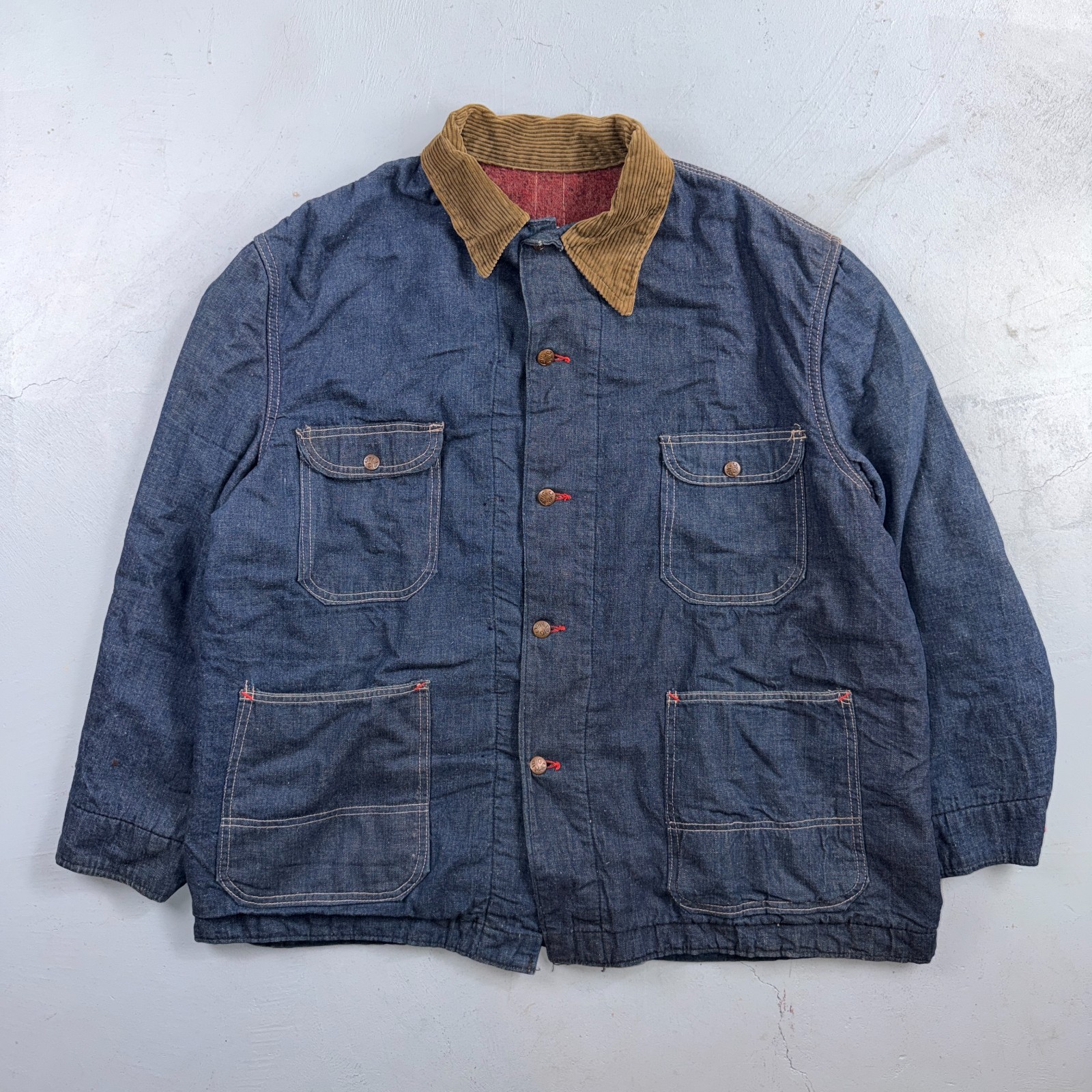 50s 60s VTG Penneys BIG MAC Denim Chore Jacket Blanket Lined Workwear USA Dark