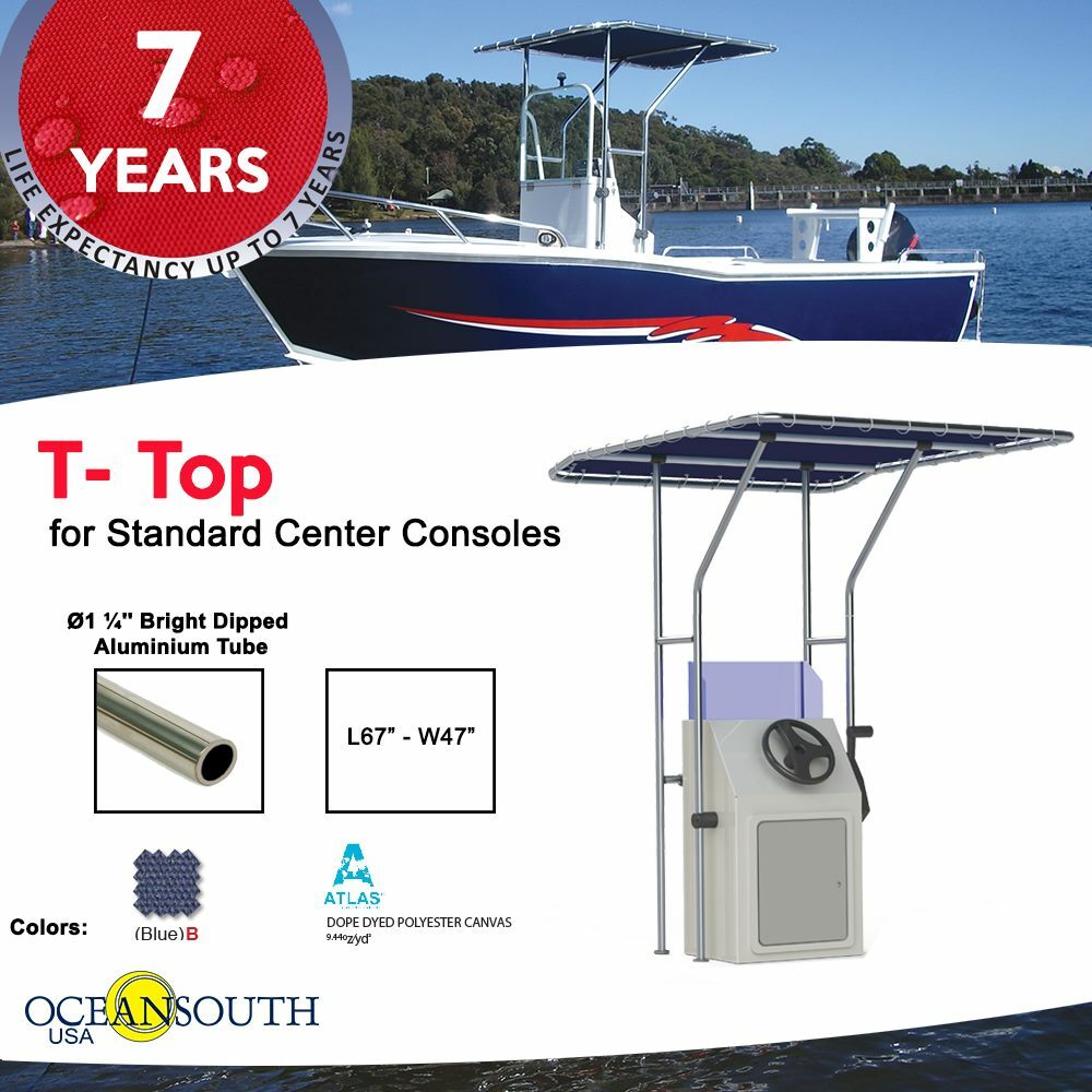 Oceansouth Boat T-top for Standard Center Console Boat Blue (Size 1)
