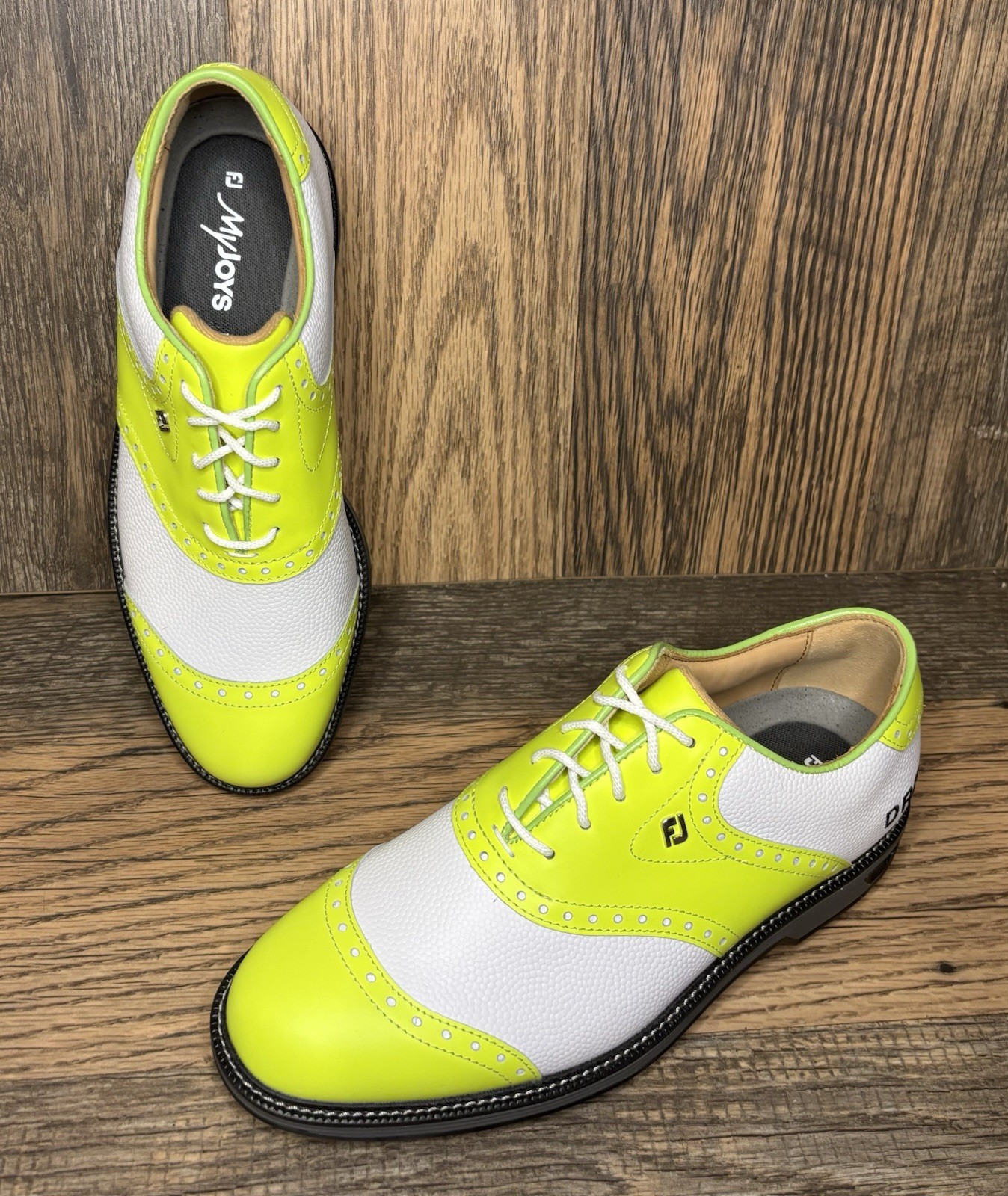 NEW Footjoy Myjoys Premiere Series Wilcox Golf Shoes Neon Yellow/White Men’s 8