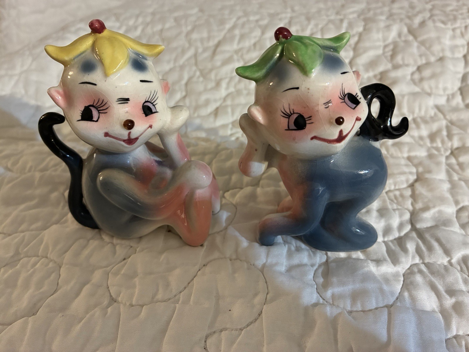 VTG Pair Of Mid-Century Anthropomorphic Monkey or Pixie Japan CDGC