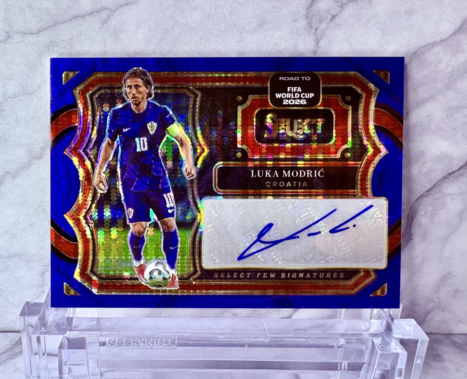 2025-26 Panini Select FIFA Luka Modric Blue Pulsar Auto SP Select Few SF-LMO