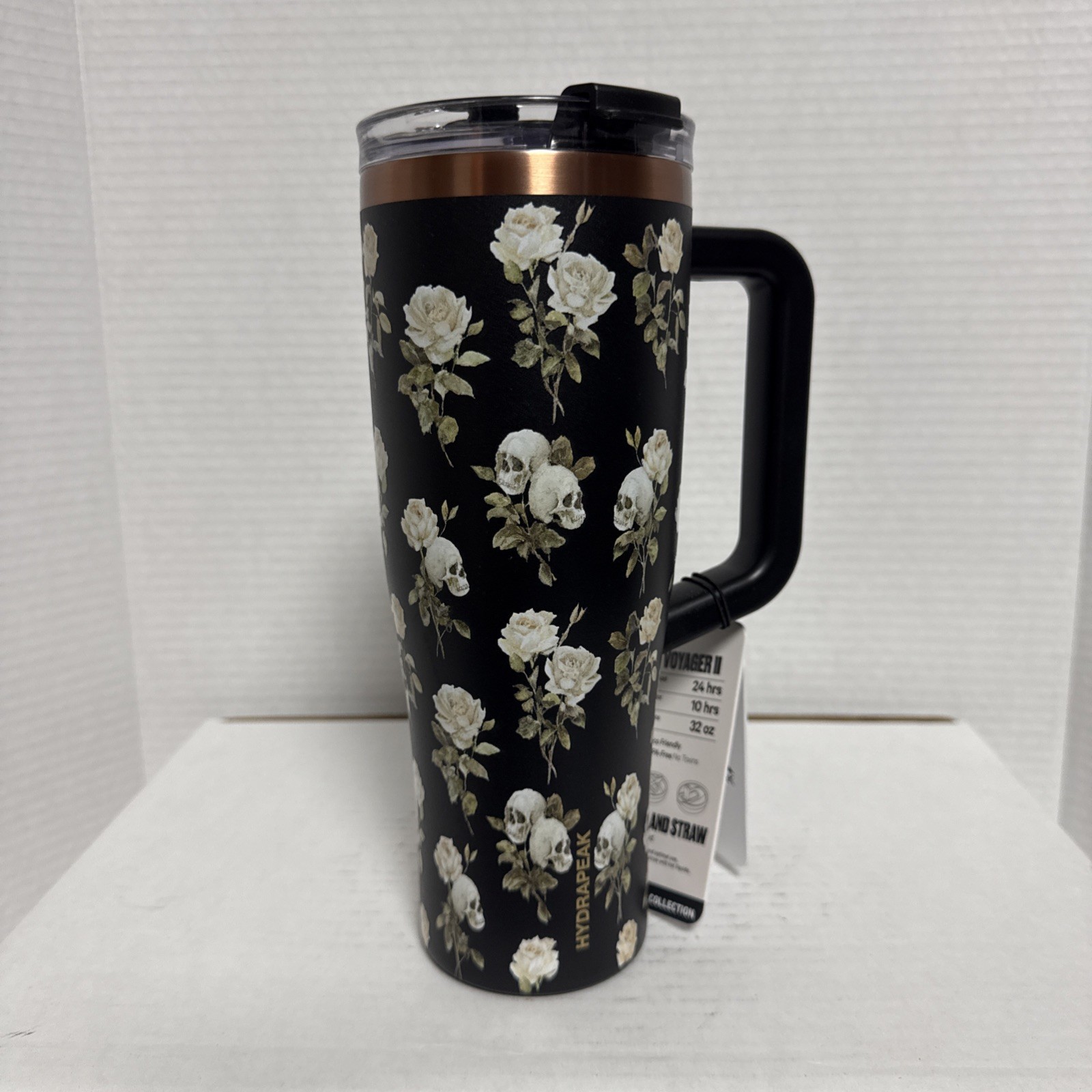 Hydrapeak Nomad 32oz Halloween Tumbler Black Skull and Rose Floral Insulated Hydrapeak Nomad 32oz Halloween Tumbler Black Skull and Rose Floral Insulated