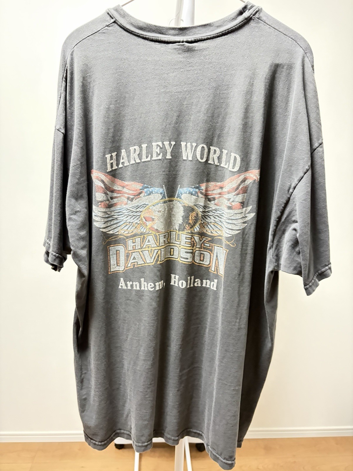 Vintage 2000s Y2K Harley Davidson  Vintage Eagle Stone Wash Dark Gray T-Shirt XL