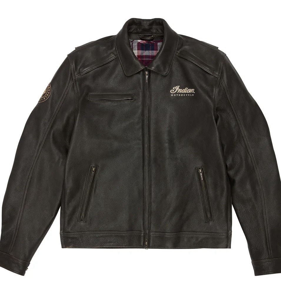 Indian Motorcycle Men\'s Classic Leather Jacket with Removable Lining