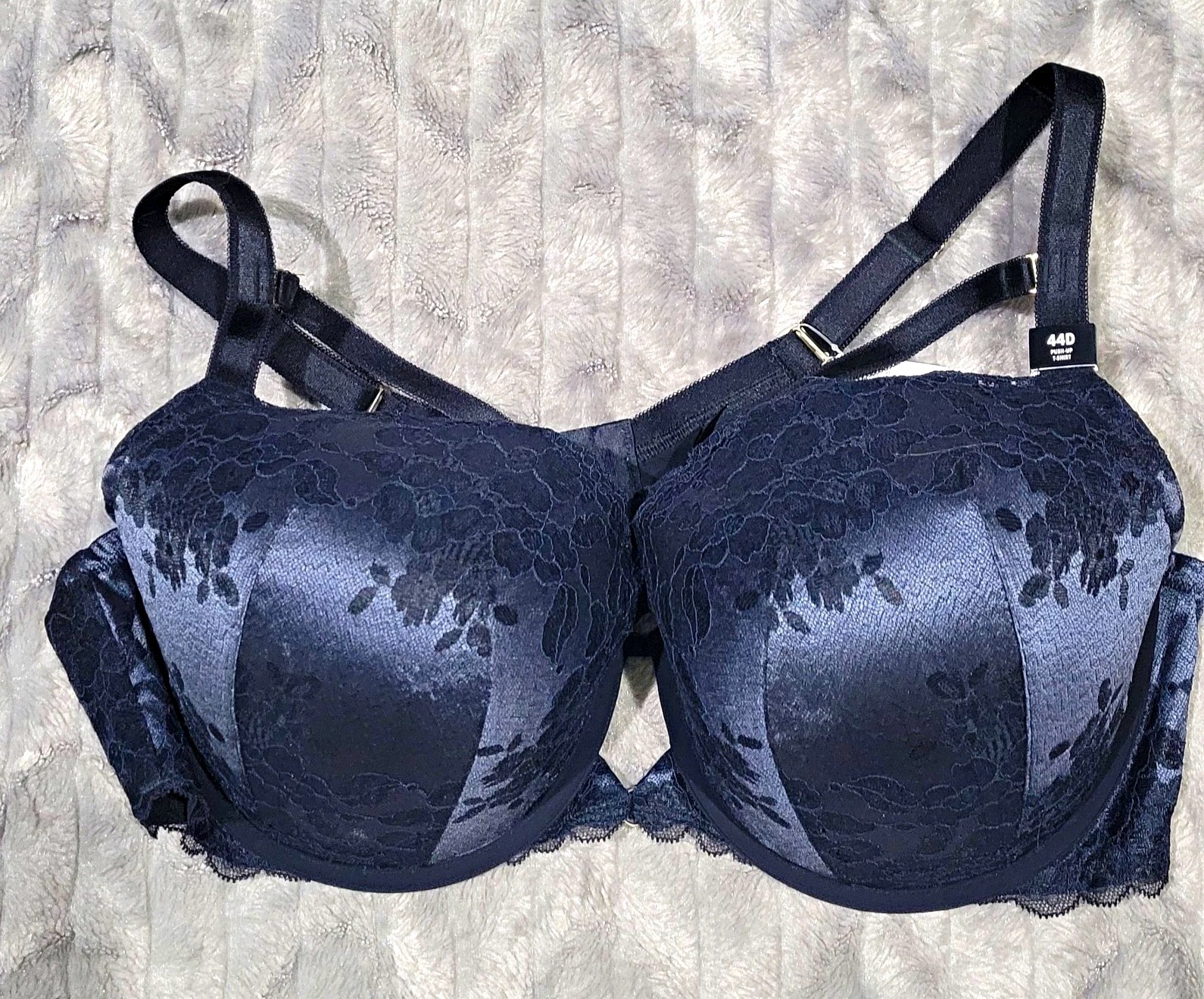 Torrid Curve Womens 44D Black Floral Lace Push-Up Padded Bra With Underwire NWT 