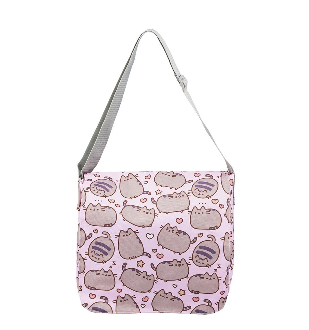NWT Pusheen The Cat Pink Canvas Magnetic Snap Messenger Cross Body Bag 12x10x5 NWT Pusheen The Cat Pink Canvas Magnetic Snap Messenger Cross Body Bag 12x10x5