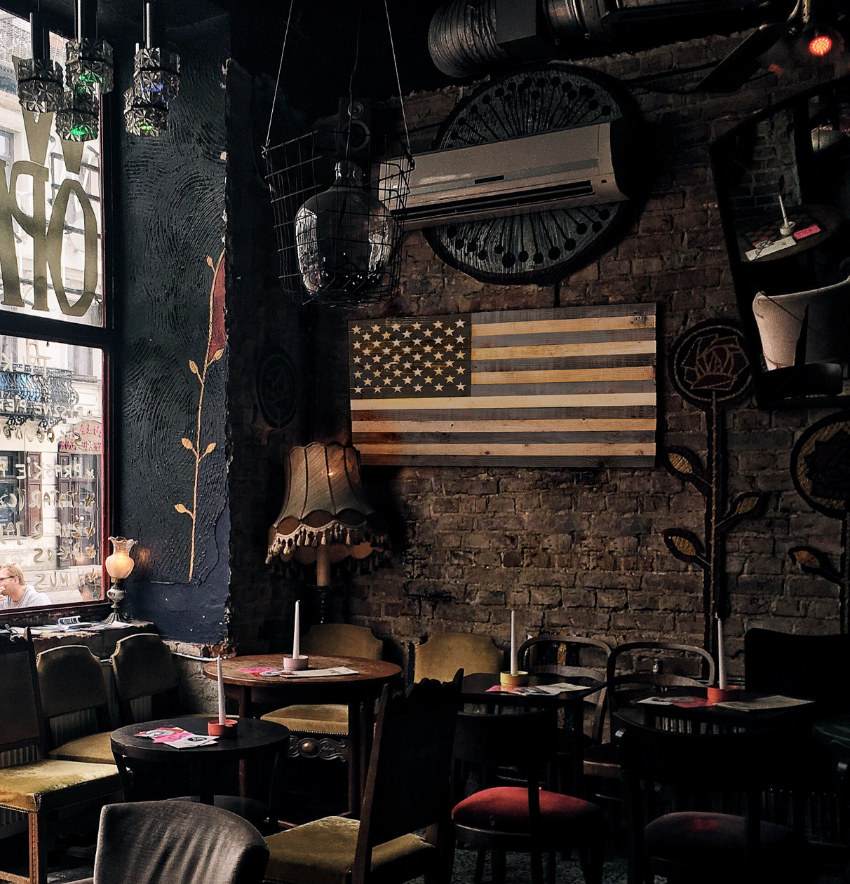 Black Wood American Flag Patriotic Hanging Wall Decor Hand-Made 48\'\' X 27\'\' USA