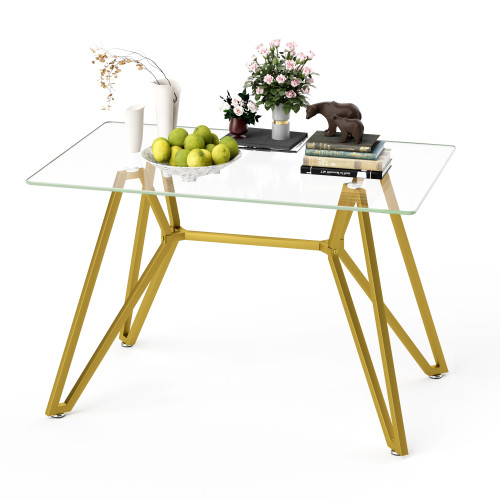 Glass dining table 47.3-inch rectangular glass dining table, modern style