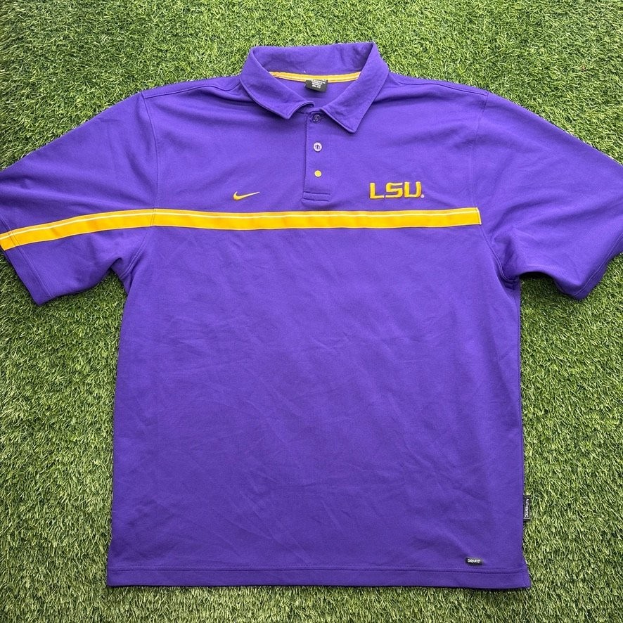VTG Y2K Nike LSU Tigers Polo Shirt Mens Large Purple Short Sleeve Embroidered VTG Y2K Nike LSU Tigers Polo Shirt Mens Large Purple Short Sleeve Embroidered