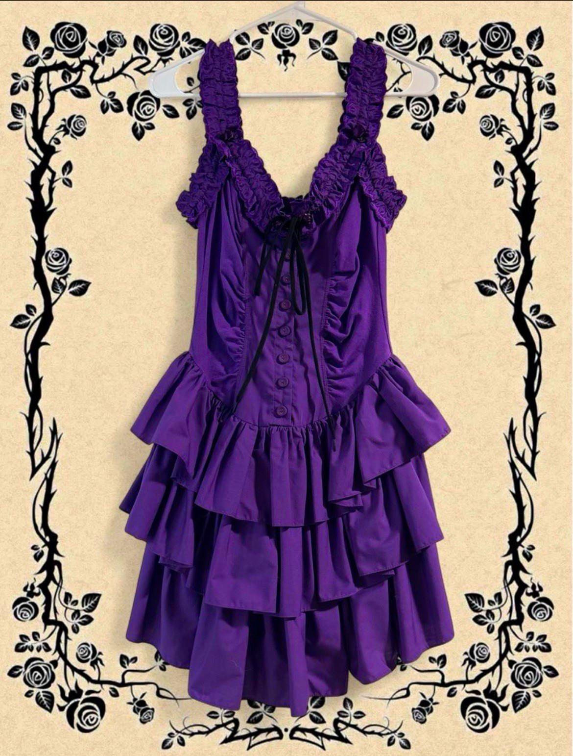 Vintage Betsey Johnson Spring 2007 Purple Ruffle Layered Midi Dress Vintage Betsey Johnson Spring 2007 Purple Ruffle Layered Midi Dress