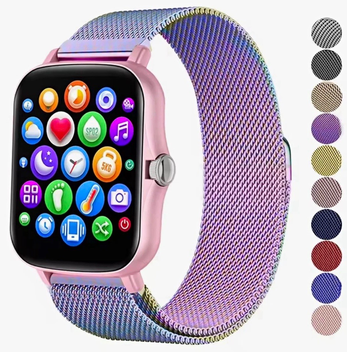 Magnetic Milanese Metal Mesh Smart Watch Strap Band, Multicolor Universal Magnetic Milanese Metal Mesh Smart Watch Strap Band, Multicolor Universal