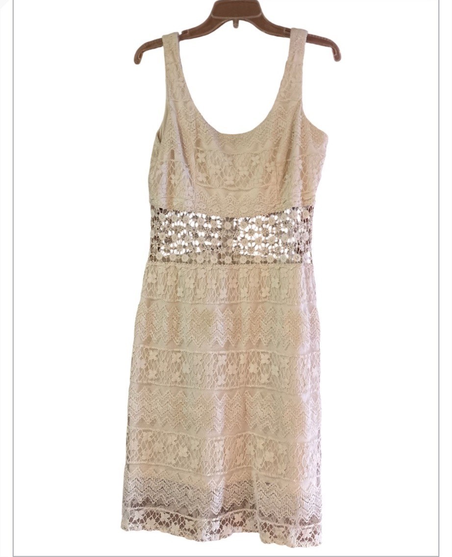 Maurices Ivory Crochet and Lace Y2K Midi Dress Wedding Formal Party Size 13/14