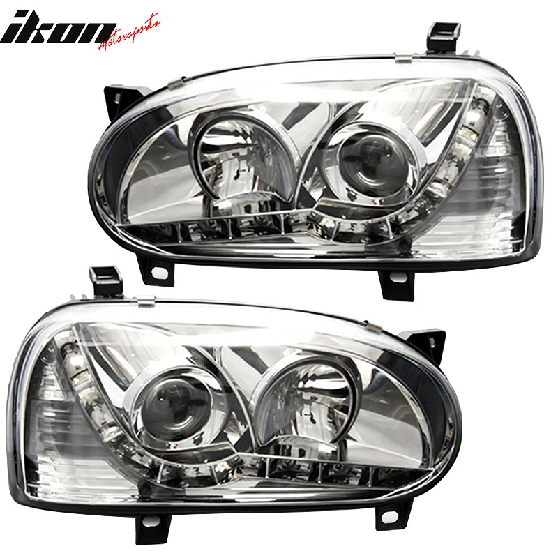 Winjet Fit 93-98 Volkswagen Golf MK3 Projector Headlights Lamps