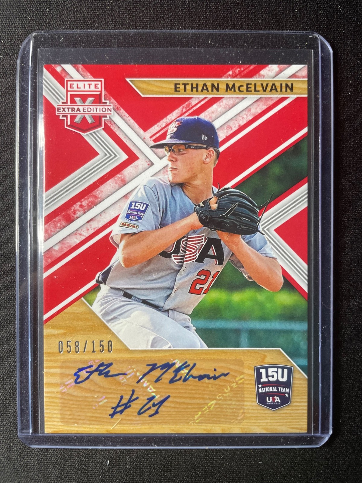 2019 Panini USA Elite Extra Edition Ethan McElvain Autograph Red #/150 Royals