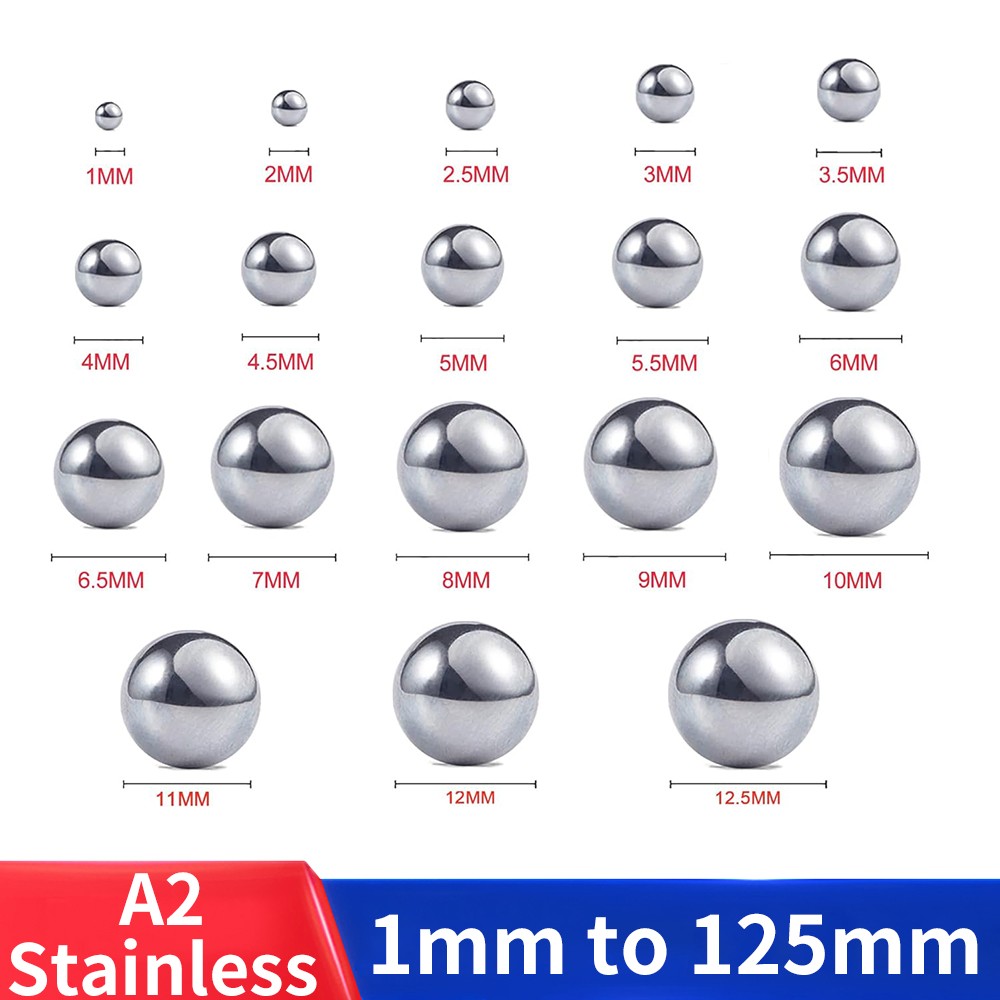 A2 Stainless Steel Ball Bearings 1mm 2mm 3mm 4mm 5mm 6mm 8mm 9mm 10mm to 125mm A2 Stainless Steel Ball Bearings 1mm 2mm 3mm 4mm 5mm 6mm 8mm 9mm 10mm to 125mm
